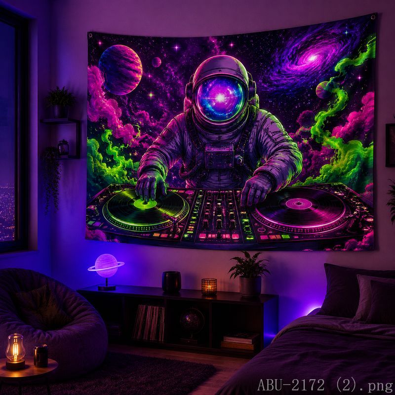 Esports Gaming Room - Uzay Astronot Disk Gobleni Psychedelic Galaksi