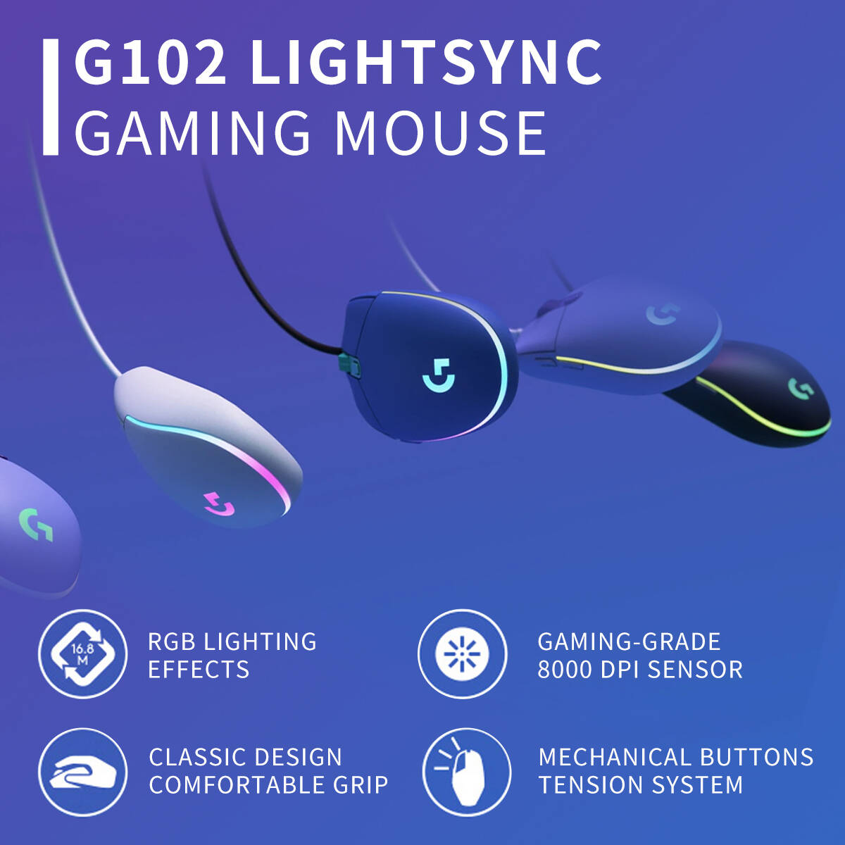 Logitech G102 Prodigy Mouse 1m - Esports Gaming Tournaments incelemesi ve fiyatı